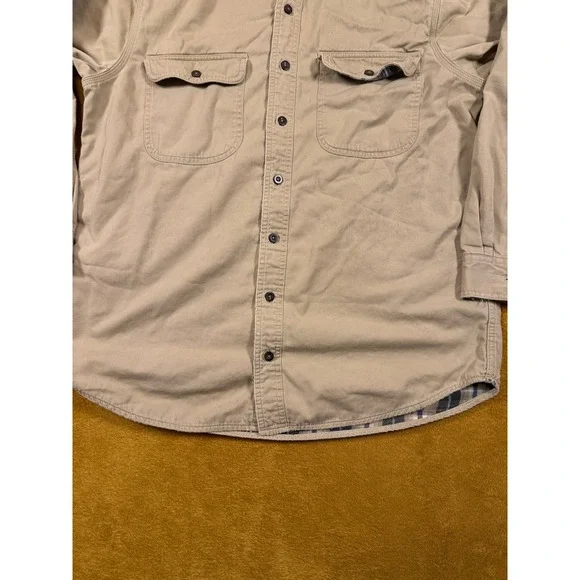 LL Bean Corduroy Shirt Jacket Men's M Plaid Flannel Lined Brown Chore Coat VTG - Picture 16 of 16